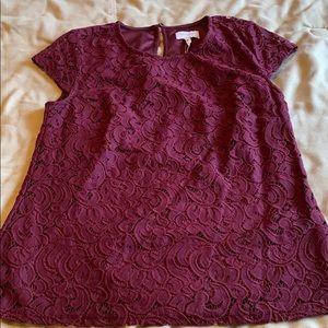 Laundry by Shelli Segal burgundy top size small
